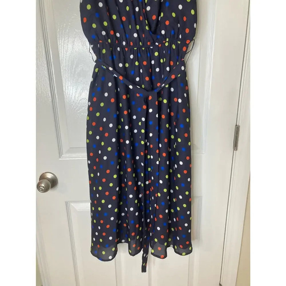 Modcloth fits of bliss short sleeve navy polka dot dress sz M - Picture 4 of 12